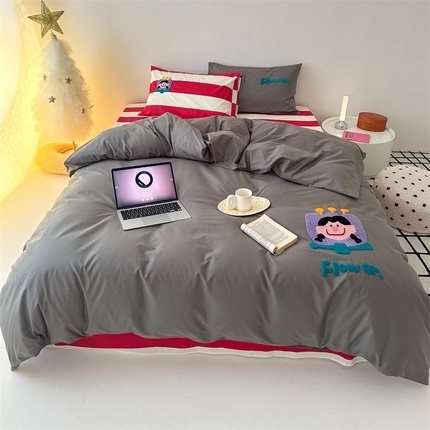 珺柔家纺 2024新款13372全棉印加绣毛巾绣四件套系列 可爱女孩