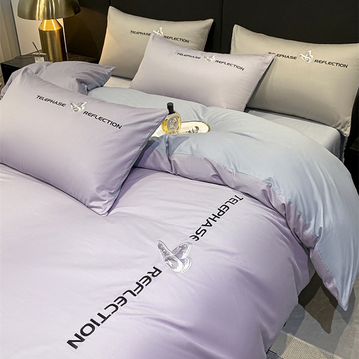 91家纺网 家纺一手货源 找家纺 澳梵家居 2024新款60支全棉刺绣四件套-梦蝶系列 梦蝶-浪漫紫