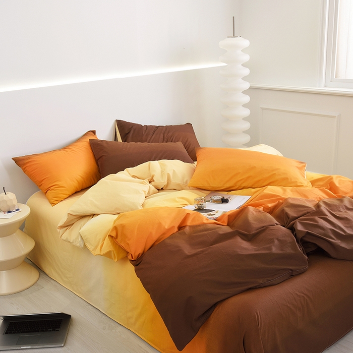 91家纺网 家纺一手货源 找家纺 启优家纺 2024新款全棉13070四件套 秘境-桔