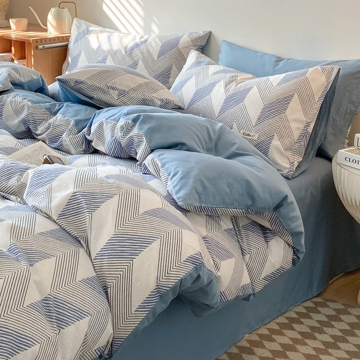 91家纺网 家纺一手货源 找家纺 涵宸家纺 2024新款40支全棉赛迪印花款四件套 兰登