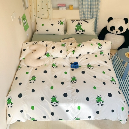 桃喜 2024新款春夏新品全棉混搭时尚休闲印花系列套件-系列1 绿色小恐龙