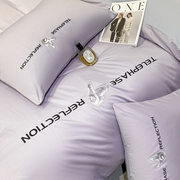 91家纺网 家纺一手货源 找家纺 澳梵家居 2024新款60支全棉刺绣四件套-梦蝶系列 梦蝶-浪漫紫