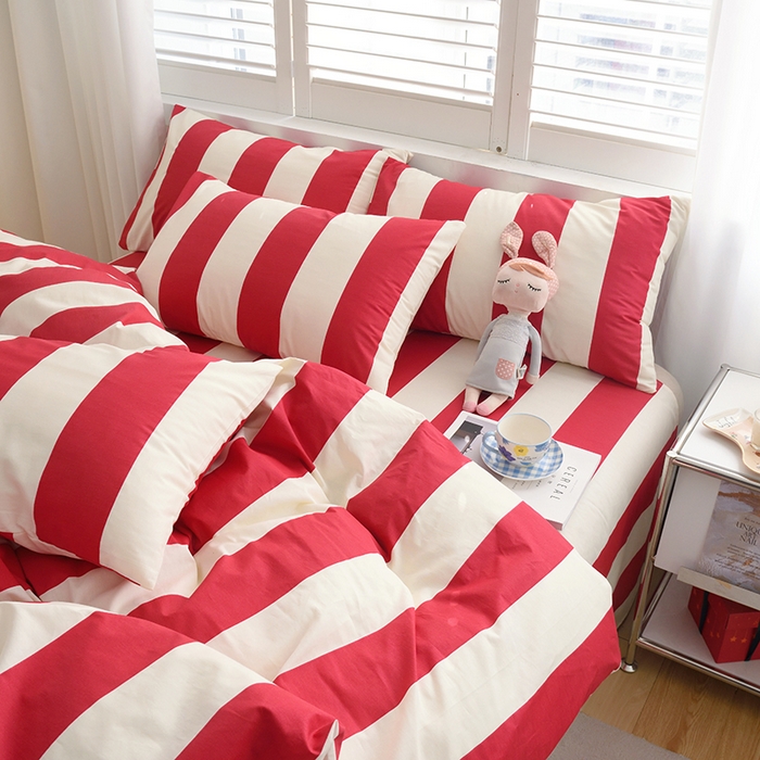 91家纺网 家纺一手货源 找家纺 启优家纺 2024新款全棉13070四件套 林西-红