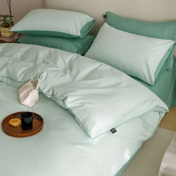 91家纺网 家纺一手货源 找家纺 涵宸家纺 2024新款40支全棉希腊麻绳款四件套 希腊（清新绿+柏绿）