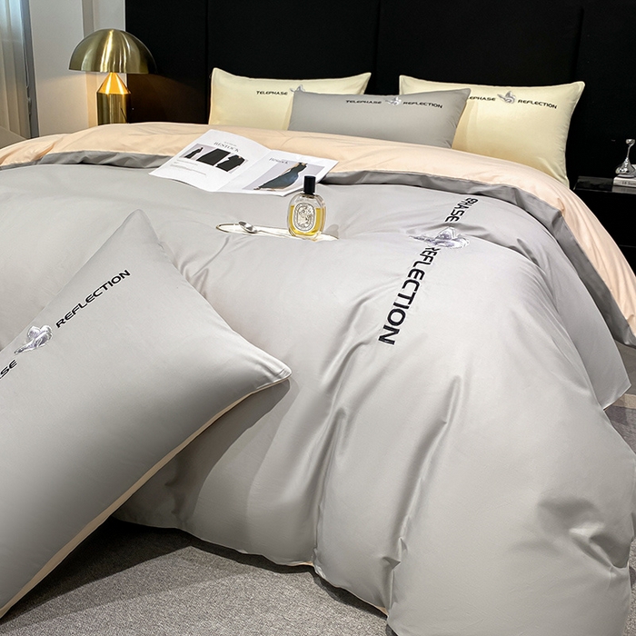 91家纺网 家纺一手货源 找家纺 澳梵家居 2024新款60支全棉刺绣四件套-梦蝶系列 梦蝶-山灰