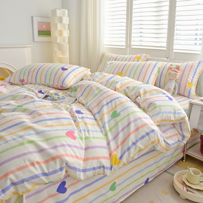 91家纺网 家纺一手货源 找家纺 启优家纺 2024新款全棉13070四件套 虹彩