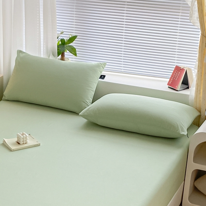 91家纺网 家纺一手货源 找家纺 涵宸家纺 2024新款40支全棉米兰系列-单枕套 枕套-月光绿