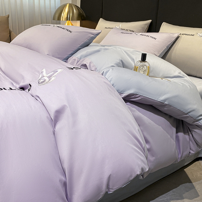 91家纺网 家纺一手货源 找家纺 澳梵家居 2024新款60支全棉刺绣四件套-梦蝶系列 梦蝶-浪漫紫