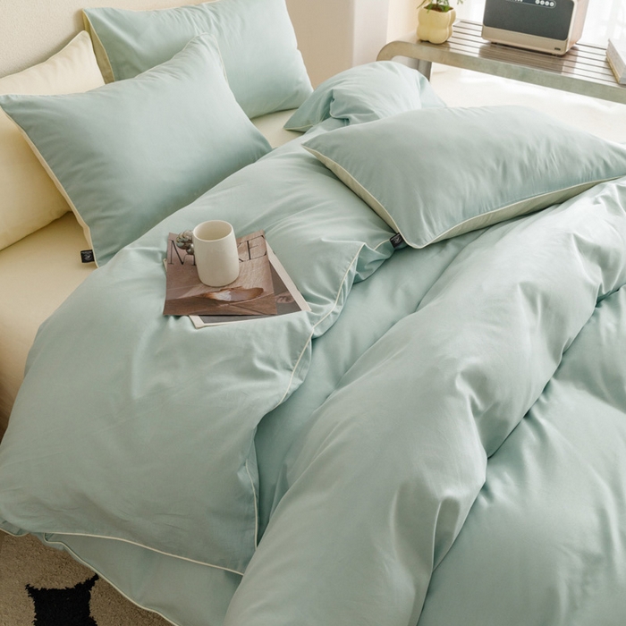 91家纺网 家纺一手货源 找家纺 涵宸家纺 2024新款40支全棉希腊麻绳款四件套 希腊（幸运兰+奶白）