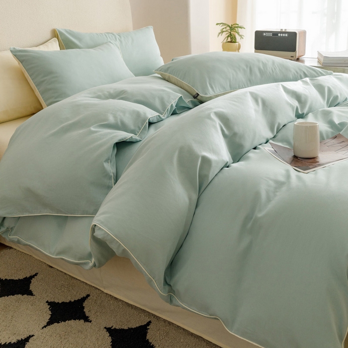 91家纺网 家纺一手货源 找家纺 涵宸家纺 2024新款40支全棉希腊麻绳款四件套 希腊（幸运兰+奶白）