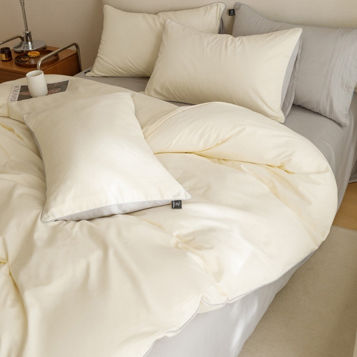 91家纺网 家纺一手货源 找家纺 涵宸家纺 2024新款40支全棉希腊麻绳款四件套 希腊（奶白+梧桐灰）