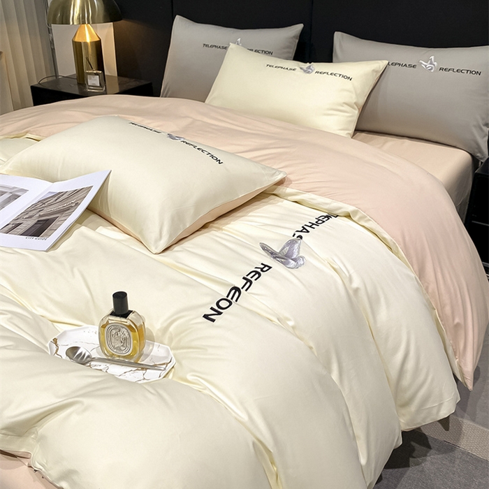 91家纺网 家纺一手货源 找家纺 澳梵家居 2024新款60支全棉刺绣四件套-梦蝶系列 梦蝶-奶昔白