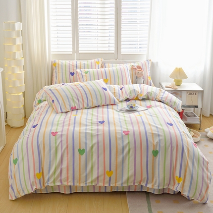 91家纺网 家纺一手货源 找家纺 启优家纺 2024新款全棉13070四件套 虹彩