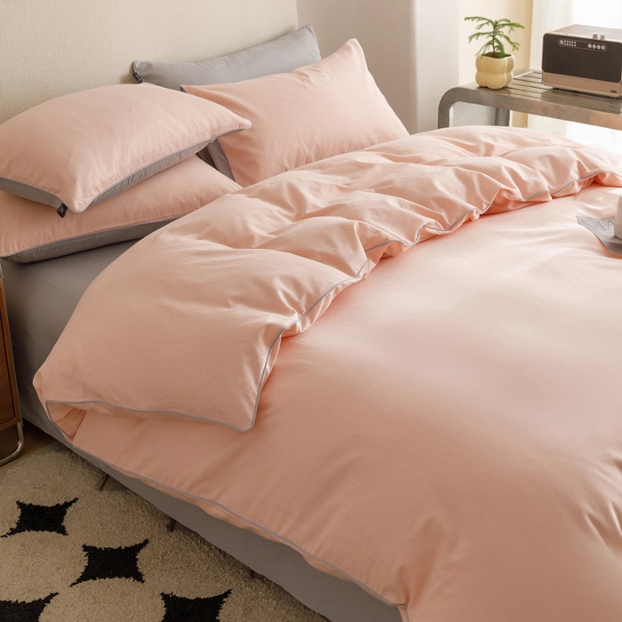 91家纺网 家纺一手货源 找家纺 涵宸家纺 2024新款40支全棉希腊麻绳款四件套 希腊（烟粉-梧桐灰）