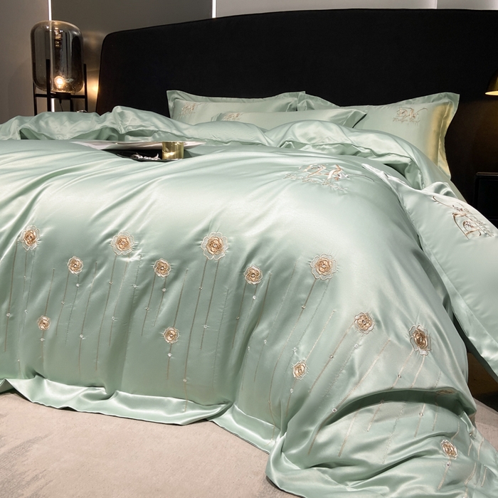 91家纺网 家纺一手货源 找家纺 （总）欧冠家纺 2024新款水洗真丝绣花爱媛四件套