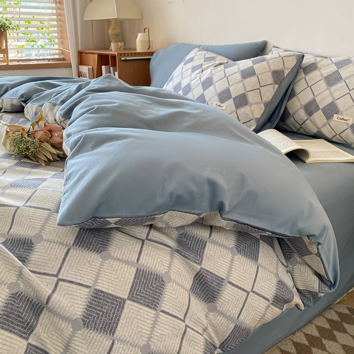 91家纺网 家纺一手货源 找家纺 涵宸家纺 2024新款40支全棉赛迪印花款四件套 南希-兰