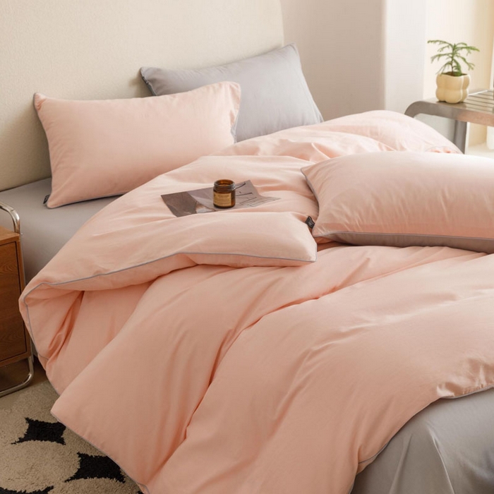 91家纺网 家纺一手货源 找家纺 涵宸家纺 2024新款40支全棉希腊麻绳款四件套 希腊（烟粉-梧桐灰）