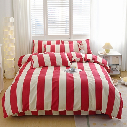 启优家纺 2024新款全棉13070四件套 林西-红