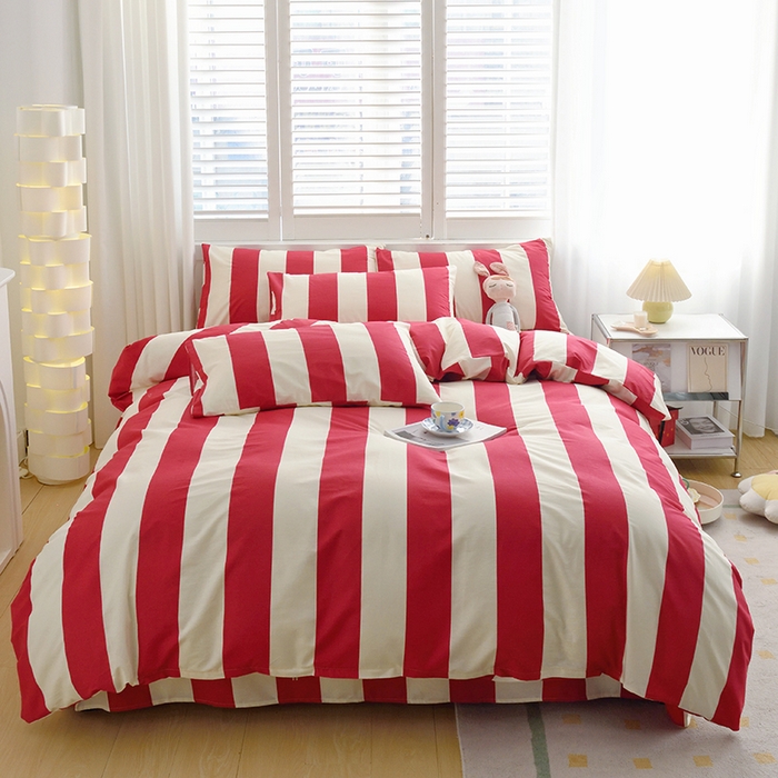 91家纺网 家纺一手货源 找家纺 启优家纺 2024新款全棉13070四件套 林西-红