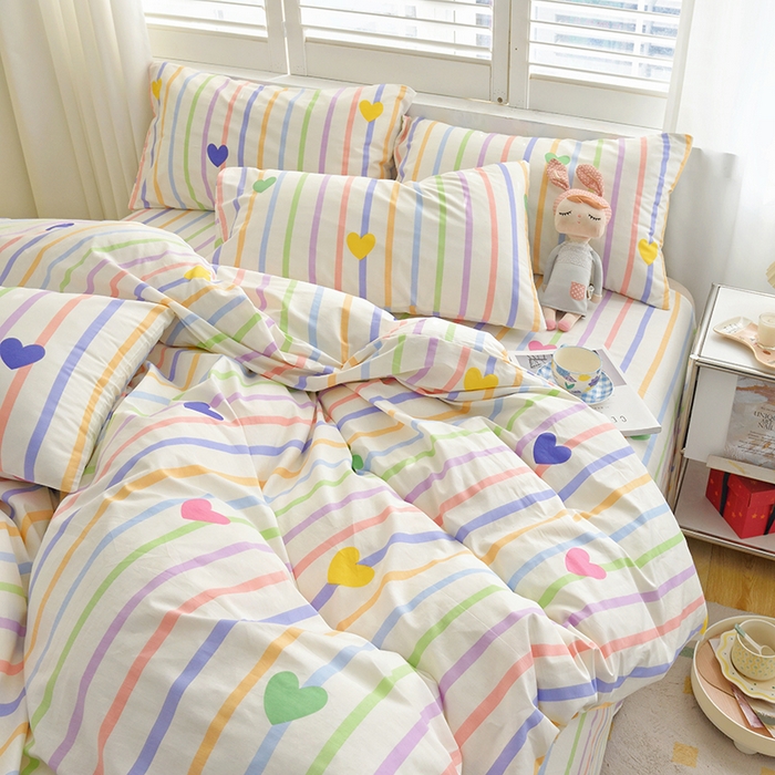 91家纺网 家纺一手货源 找家纺 启优家纺 2024新款全棉13070四件套 虹彩