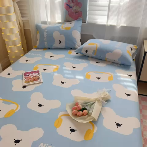 91家纺网 家纺一手货源 找家纺 花伞家居 2024新款简约全棉印花单床笠系列 床笠-嗨皮汪