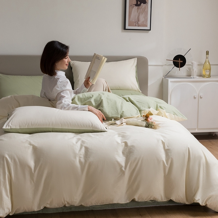 91家纺网 家纺一手货源 找家纺 （总）澳梵家居 2024新款60支全棉纯色双拼金标款四件套-素写繁华系列