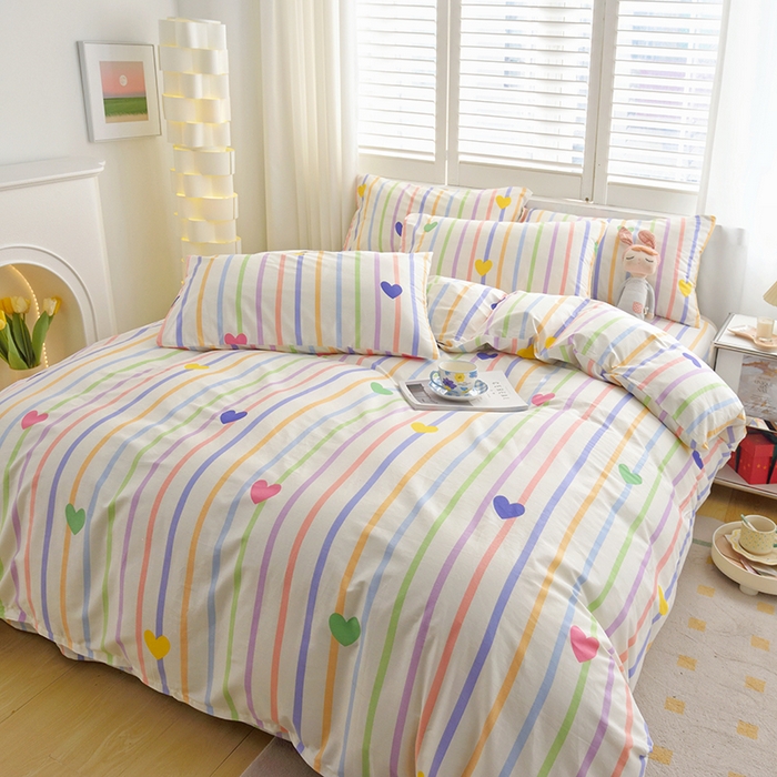 91家纺网 家纺一手货源 找家纺 启优家纺 2024新款全棉13070四件套 虹彩