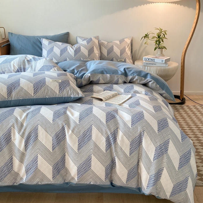 91家纺网 家纺一手货源 找家纺 涵宸家纺 2024新款40支全棉赛迪印花款四件套 兰登