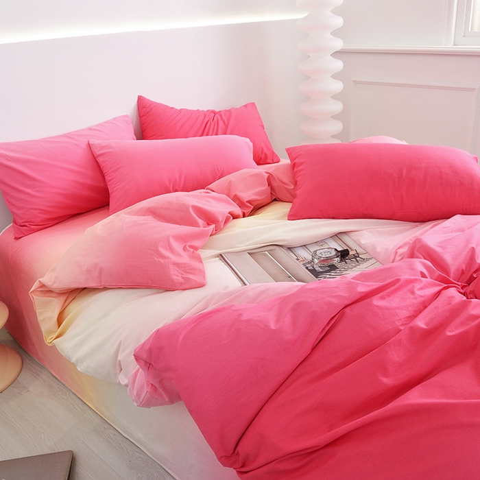 91家纺网 家纺一手货源 找家纺 启优家纺 2024新款全棉13070四件套 秘境-粉