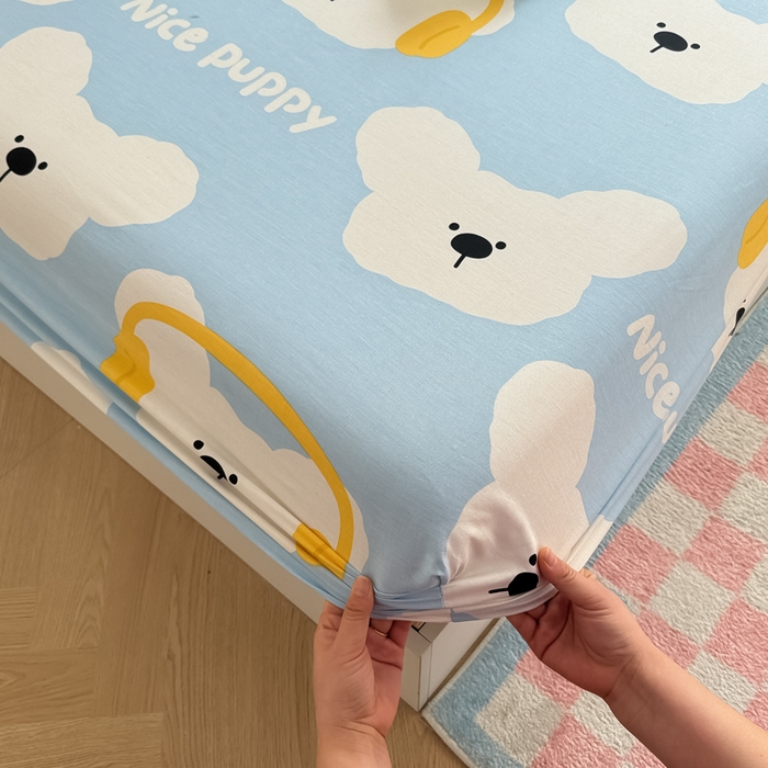 91家纺网 家纺一手货源 找家纺 花伞家居 2024新款简约全棉印花单床笠系列 床笠-嗨皮汪