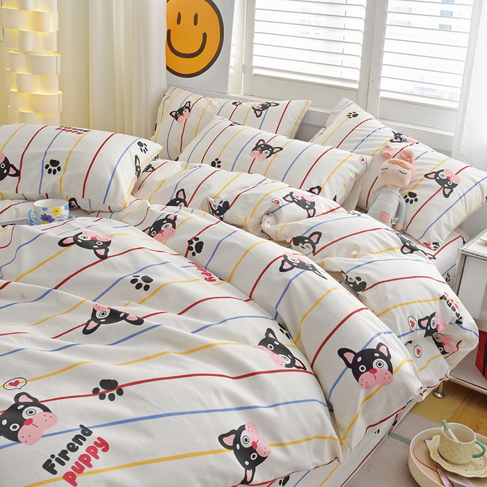 91家纺网 家纺一手货源 找家纺 启优家纺 2024新款全棉13070四件套 法豆