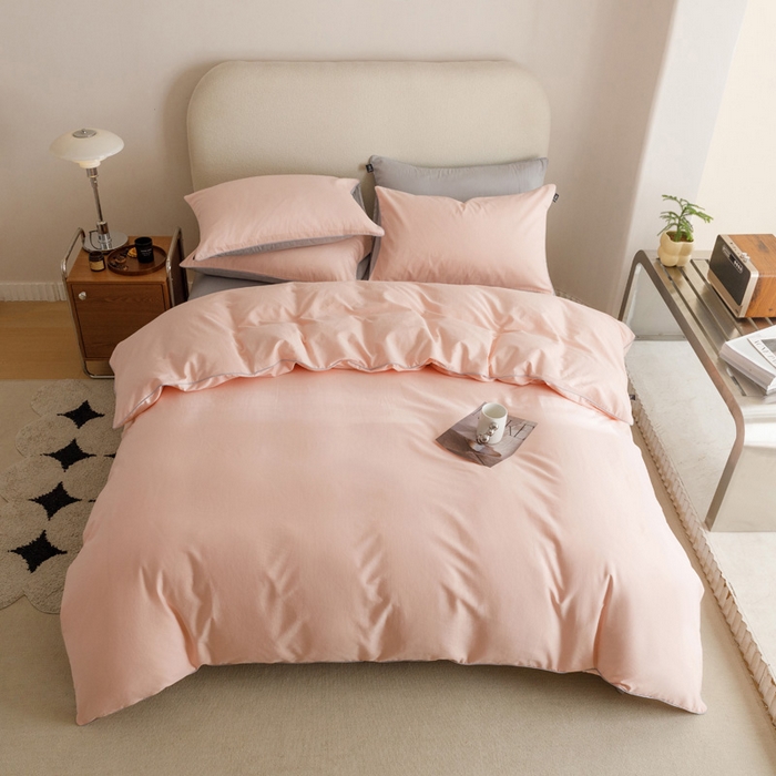 91家纺网 家纺一手货源 找家纺 涵宸家纺 2024新款40支全棉希腊麻绳款四件套 希腊（烟粉-梧桐灰）