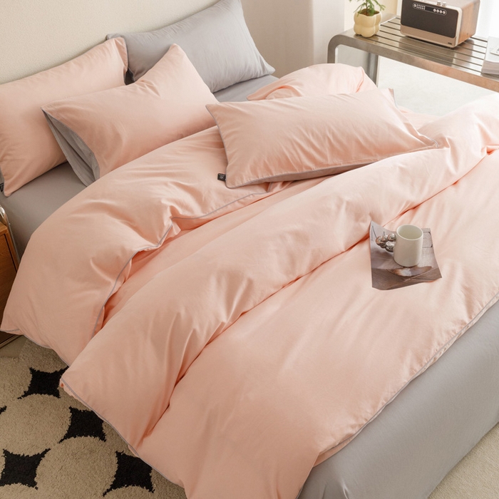 91家纺网 家纺一手货源 找家纺 涵宸家纺 2024新款40支全棉希腊麻绳款四件套 希腊（烟粉-梧桐灰）