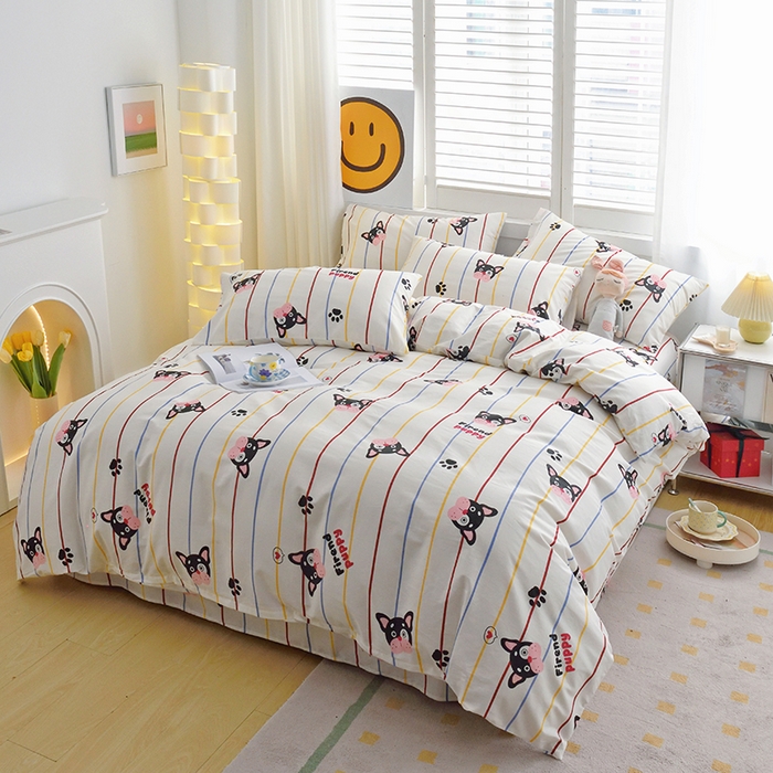 91家纺网 家纺一手货源 找家纺 启优家纺 2024新款全棉13070四件套 法豆