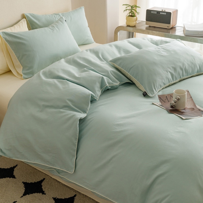 91家纺网 家纺一手货源 找家纺 涵宸家纺 2024新款40支全棉希腊麻绳款四件套 希腊（幸运兰+奶白）