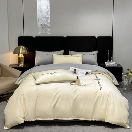 91家纺网 家纺一手货源 找家纺 澳梵家居 2024新款60支全棉刺绣四件套-梦蝶系列 梦蝶-奶白灰