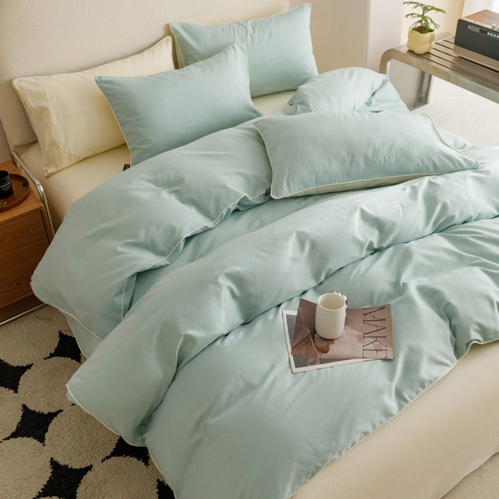 91家纺网 家纺一手货源 找家纺 涵宸家纺 2024新款40支全棉希腊麻绳款四件套 希腊（幸运兰+奶白）