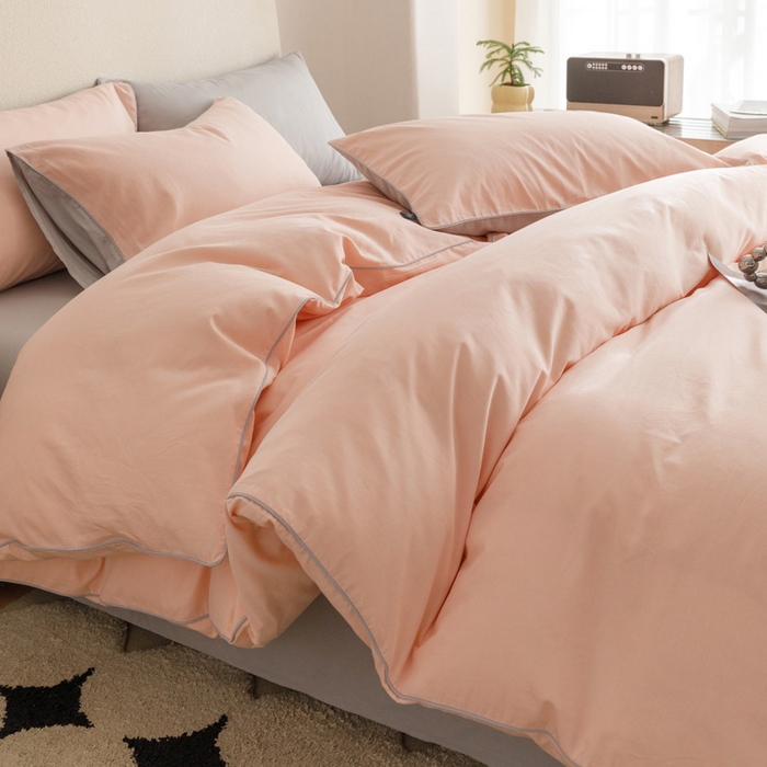 91家纺网 家纺一手货源 找家纺 涵宸家纺 2024新款40支全棉希腊麻绳款四件套 希腊（烟粉-梧桐灰）