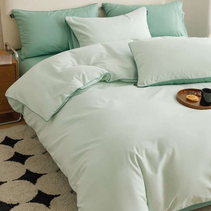 91家纺网 家纺一手货源 找家纺 涵宸家纺 2024新款40支全棉希腊麻绳款四件套 希腊（清新绿+柏绿）