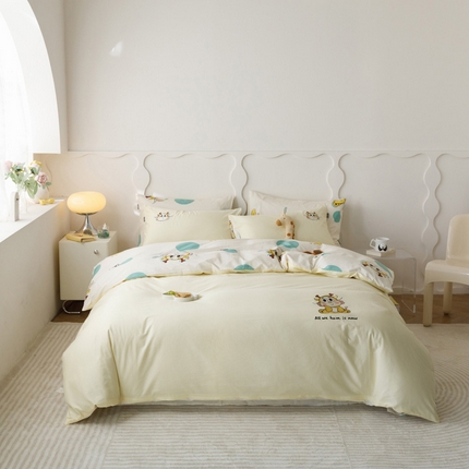 91家纺网 家纺一手货源 找家纺 （总）卡巴伦家纺 2024新款全棉印加绣四件套-萌宠系列