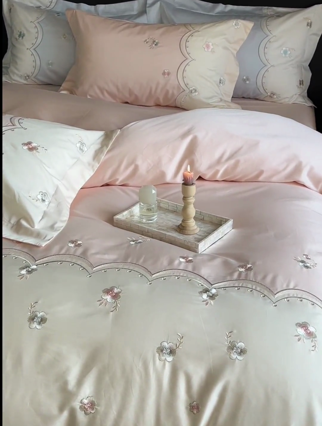 91家纺网 家纺一手货源 找家纺 （总）鹿班家居 2024新款100S长绒棉刺绣系列四件套-焦糖落霞 场景二 标准会员-20