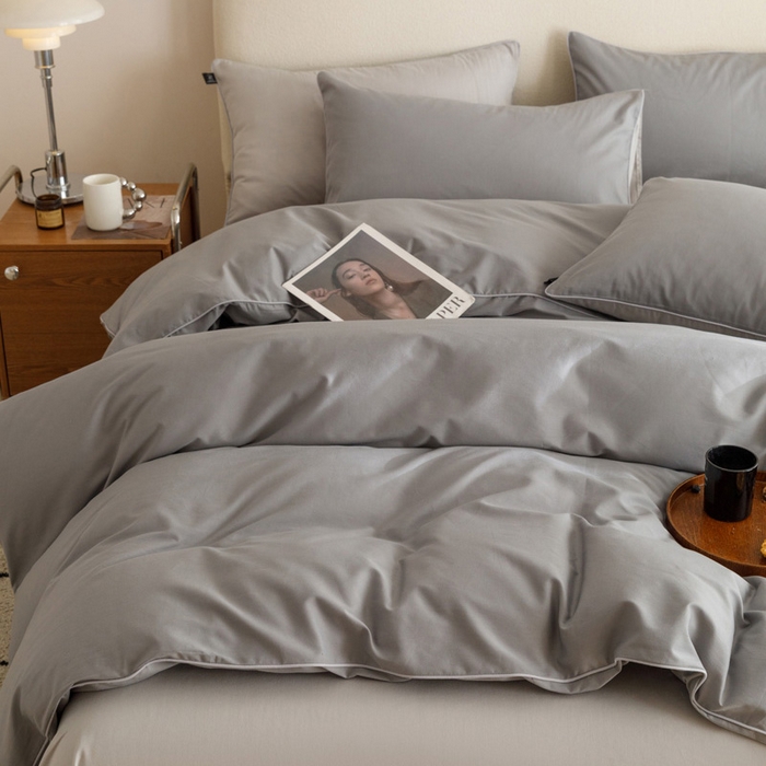 91家纺网 家纺一手货源 找家纺 涵宸家纺 2024新款40支全棉希腊麻绳款四件套 希腊（银灰+梧桐灰）