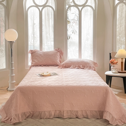 91家纺网 家纺一手货源 找家纺 上喜 热卖繁花莱赛尔天丝床盖三件套 初桃粉