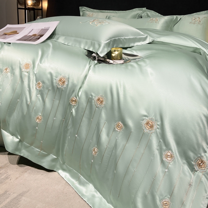 91家纺网 家纺一手货源 找家纺 （总）欧冠家纺 2024新款水洗真丝绣花爱媛四件套