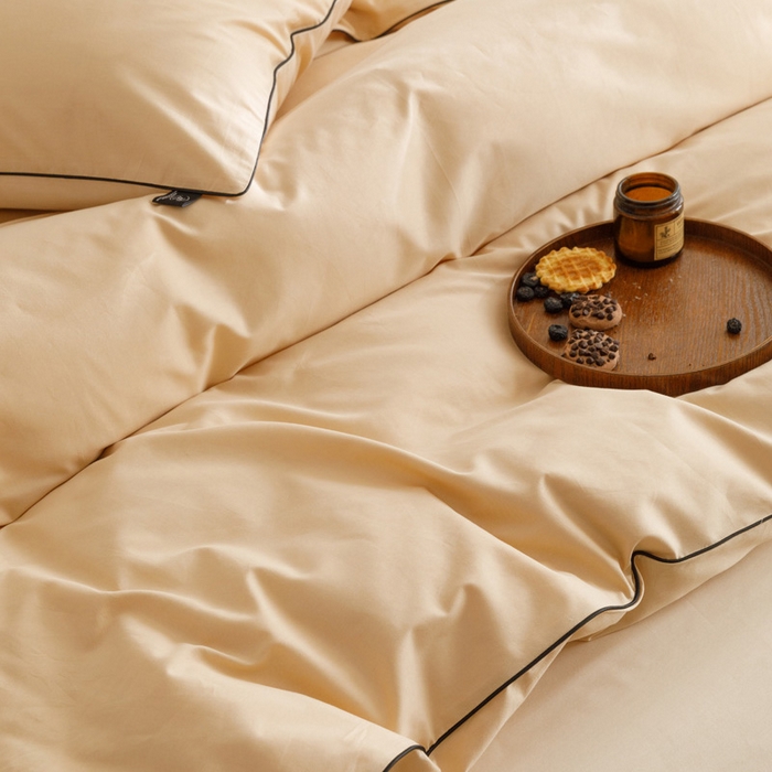 91家纺网 家纺一手货源 找家纺 涵宸家纺 2024新款40支全棉希腊麻绳款四件套 希腊（驼色+香槟金）