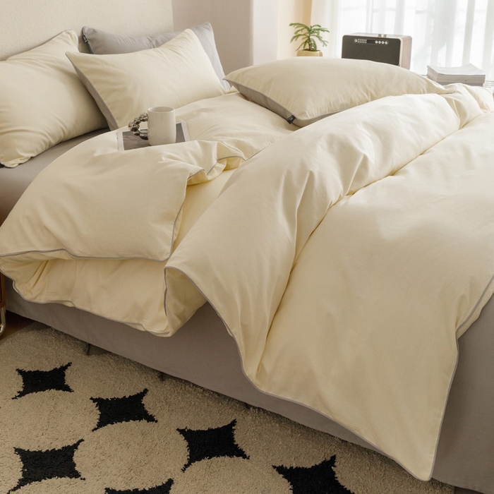 91家纺网 家纺一手货源 找家纺 涵宸家纺 2024新款40支全棉希腊麻绳款四件套 希腊（奶白+梧桐灰）