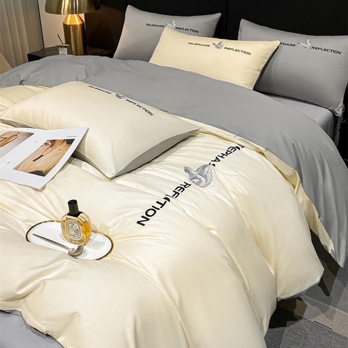 91家纺网 家纺一手货源 找家纺 澳梵家居 2024新款60支全棉刺绣四件套-梦蝶系列 梦蝶-奶白灰