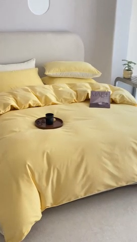 91家纺网 家纺一手货源 找家纺 涵宸家纺 2024新款40支全棉希腊麻绳款四件套 希腊（浅黄+香槟金）