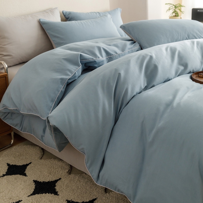 91家纺网 家纺一手货源 找家纺 涵宸家纺 2024新款40支全棉希腊麻绳款四件套 希腊（湖兰+梧桐灰）