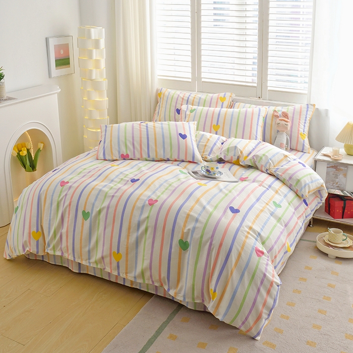 91家纺网 家纺一手货源 找家纺 启优家纺 2024新款全棉13070四件套 虹彩